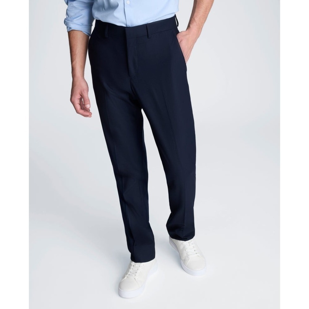 Kenneth Cole Mens Classic fit Dress Pants 30W 30L Blue Navy Solid Stretch